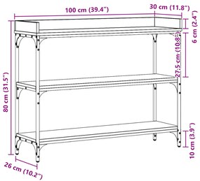 Konzolasztal Kézműves Tölgy 100x30x80 cm Műgyanta és Acél