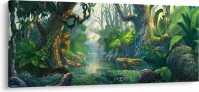 Kép - Egy trópusi erdő illusztrációja (120x50 cm)