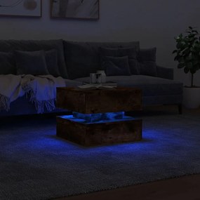 Füstös tölgy színű dohányzóasztal LED-lámpákkal 50 x 50 x 40 cm