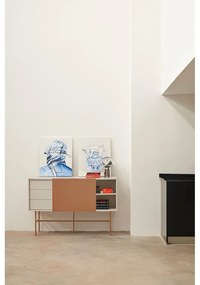 Téglavörös-bézs alacsony komód tolóajtóval 140x91 cm Nube – Teulat