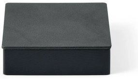 Fekete-antracitszürke fedeles-dekoratív fa-öko bőr tárolódoboz 11x11x3,5 cm Square Nupo – LIND DNA