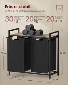 Szennyestartó kosár 73 × 33 × 72 cm barna és fekete színben
