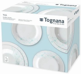 Tognana 18 darabos Étkészlet, Olimpia Web, porcelán, fehér/tengerkék