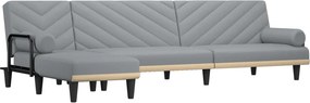 vidaXL világosszürke L-alakú szövet kanapéágy 260x140x70 cm