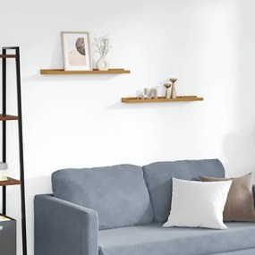 vidaXL Falpolc polcokkal tárolóval 2 pcs Bézs 60 x 9 x 3 cm Faanyag