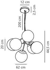 Nordlux - Csillár zsinóron IVONA 6xE27/28W/230V arany