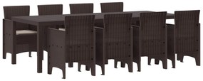 vidaXL Kert étkező szett 9 pcs Barna Polipropilén