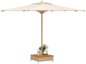 bézs polyrattan és akácfa napernyőtalp-burkolat 70 x 70 x 25 cm