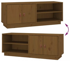 mézbarna tömör fenyőfa TV-szekrény 105 x 34 x 40 cm