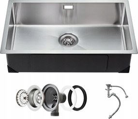 Gasztronómiai mosogató medence háztartási mosogató 70 x 43 cm acél