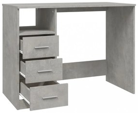betonszürke szerelt fa íróasztal fiókokkal 102x50x76 cm