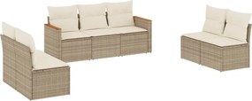 vidaXL 7 részes bézs polyrattan kerti ülőgarnitúra párnákkal