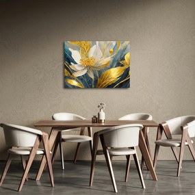 Kép - Festmény arany virágok (70x50 cm)