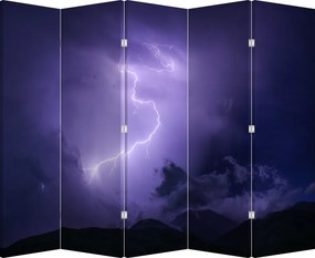 Paraván - Lila égbolt és villám (210x170 cm)