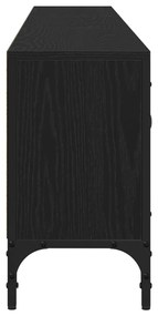 TV Szekrény Fiókkal Fekete Tölgy 200x25x44 cm Egyesített Fa