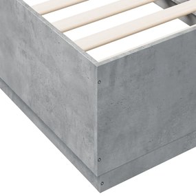 betonszürke szerelt fa ágykeret LED-del 75 x 190 cm