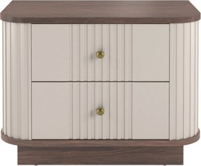 Vesper éjjeliszekrény készlet 2 db-os 56 cm - kasmír / dió / arany fogantyúk