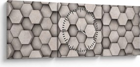Kép - Hatszögek beton kivitelben (órával) (90x30 cm)