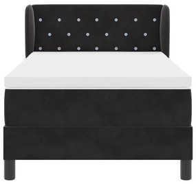 Boxspring Ágy Matracokkal Fekete 90x200 cm Bársony