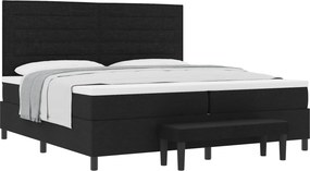 vidaXL Boxrugós ágy matracmal fejtámlával Fekete 200 x 200 cm szövet