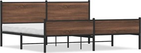 vidaXL barna tölgy színű fém ágykeret matrac nélkül 200 x 200 cm