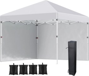 Outsunny Sátor, kb. 3x3m, vízlepergető Stabil Télálló Pop-up Összecsukható Sátor 2 Oldalfallal, UV 30+ Védelem, Összecsukható Fesztivál Sátor Kerti Sá