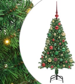 vidaXL Mű karácsonyfa 150 LED-del Zöld 120 cm PVC és Acél és Műanyag