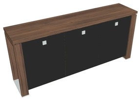 Verno+ alacsony szekrény 200 x 46 x 90 cm, üvegajtó, dió / fekete