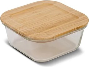 Négyzet alakú üvegedény bambusz fedéllel 1400 ml