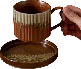 Kerámia Bögre 250ML Kávéscsésze Állvánnyal Nagy Ital Csészealjjal