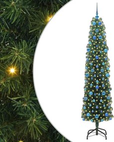 vidaXL Mű karácsonyfa 300 LED-del Zöld 210 cm PVC, acél és műanyag