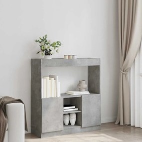 betonszürke szerelt fa magasszekrény 92 x 33 x 100 cm