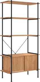 vidaXL 5 szintes acél és szerelt fa polc szekrénnyel 80x40x163 cm
