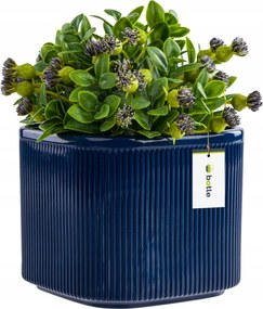 Kerámia kaspó fedél sötétkék 14,5cm H13,5cm fényes modern stílus