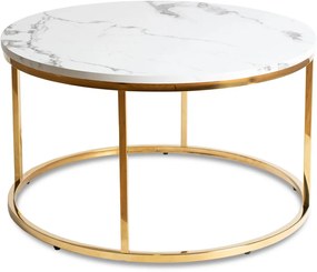 Dohányzóasztal Fehér Márvány/Arany Színben. CLIFF MAX
