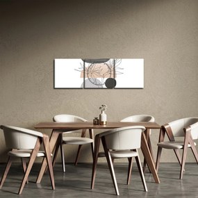 Kép - Vonal művészet virágok N⁰2 (órával) (90x30 cm)