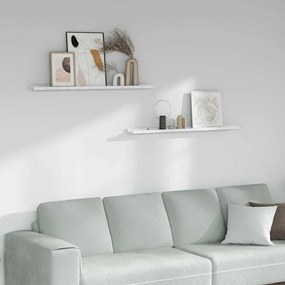 Falpolc polcokkal 2 pcs Fehér márvány 100 x 9 x 3 cm Faanyag