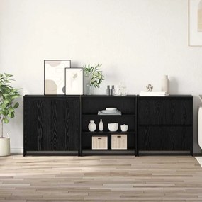 Széf 3 pcs Musta tammi 70 x 41 x 75 cm Faanyag
