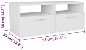 2 db fehér szerelt fa TV szekrény 95 x 35 x 36 cm