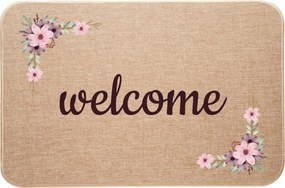 Lábtörlő lenvászon ajtódísz virágmintás Welcome