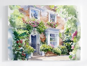 Vászonkép Canvas Építészet Anglia Ház Ajtó Kert Virágok 100x75