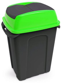 Hippo Billenős Szelektív hulladékgyűjtő szemetes, műanyag, fekete/zöld, 50L