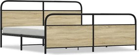 vidaXL sonoma tölgy színű fém ágykeret matrac nélkül 193 x 203 cm