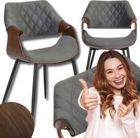 Fa kárpitozott velúr loft szék hajlított nappali szürke Dakota