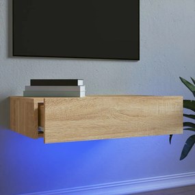 Sonoma tölgyszínű TV-szekrény LED-lámpákkal 60x35x15,5 cm