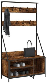 füstös tölgy színű ruhafogas cipőpolccal 100x41x184 cm