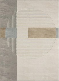 Szőnyeg nappaliba 120x160cm, puha szálú, 3D mintával, bézs és krémszínű