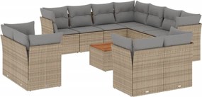 vidaXL 12 részes bézs polyrattan kerti ülőgarnitúra párnákkal