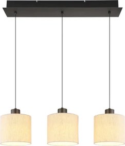 Globo 31540308 Függesztett lámpa, fém, matt fekete-króm, krém színű vászon, fekete PVC kábel, magassága állítható 80–180 cm között, HxSzxM: 740x180x1800mm, tartozék: LED 24W 230V, 3000lm forrás, 1150lm kimenet, 3000K