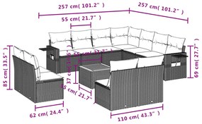 12 részes vegyes bézs polyrattan kerti ülőgarnitúra párnákkal